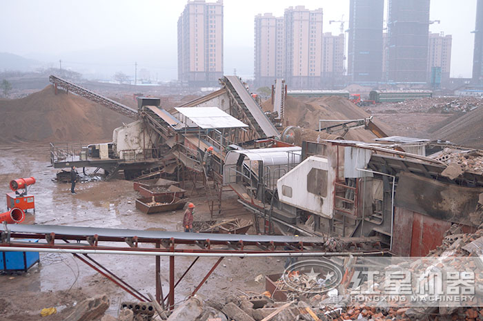 建筑垃圾回收粉碎机湖南客户现场 建筑垃圾回收粉碎机湖南客户现场