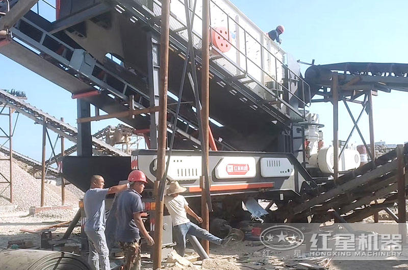 轮胎式移动粉沙一体机现场 轮胎式移动粉沙一体机现场