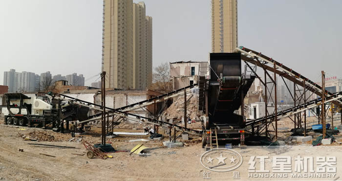 建筑垃圾碎石机工作现场 建筑垃圾碎石机工作现场