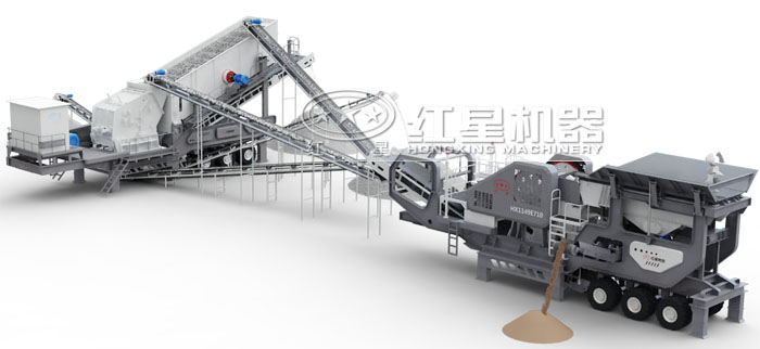 双机搭配轮胎式移动破碎站 双机搭配轮胎式移动破碎站