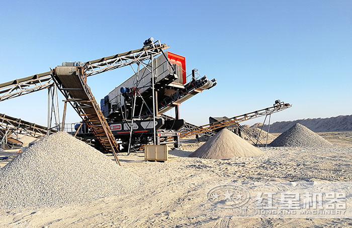 轮胎式移动制沙机施工现场 轮胎式移动制沙机施工现场