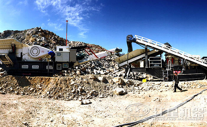 可移动破碎站组成的石子破碎生产线 可移动破碎站组成的石子破碎生产线