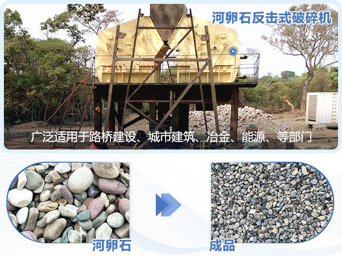 河卵石反击破碎机物料成品展示 河卵石反击破碎机物料成品展示